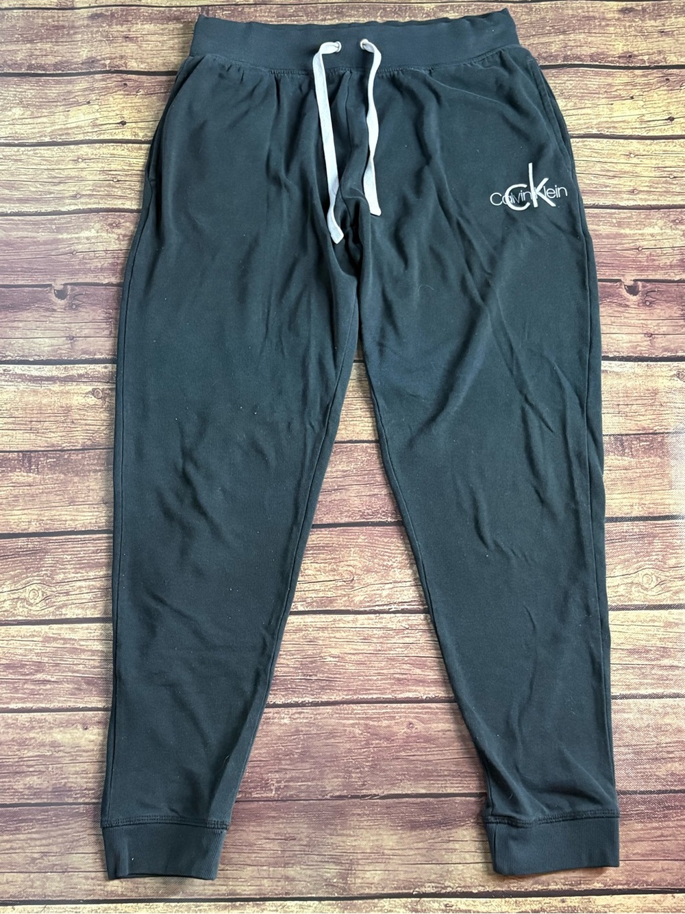 Calvin Klein Black Sweatpants with White Drawstring Size M